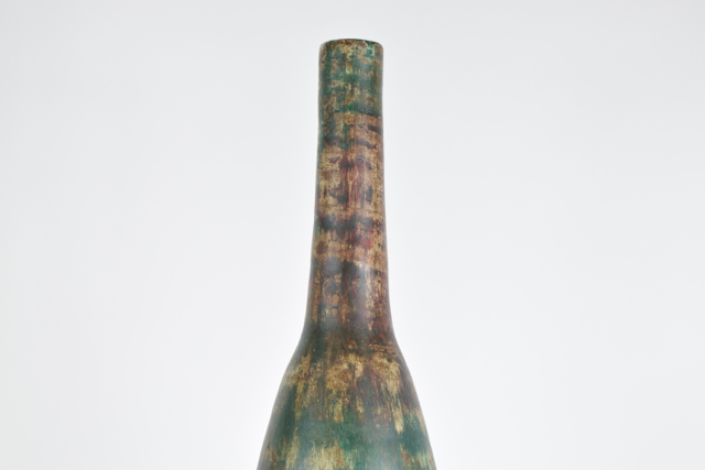 Tapered Emerald and Rust Tone Terracotta Vase