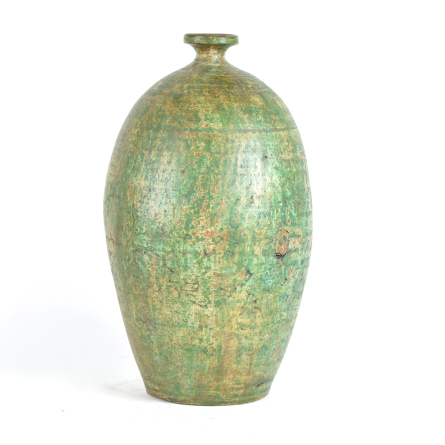 Mottled Green Tone Terracotta Vase