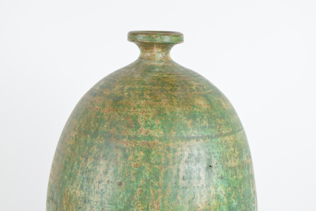 Mottled Green Tone Terracotta Vase