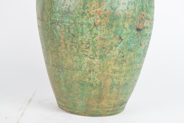 Mottled Green Tone Terracotta Vase