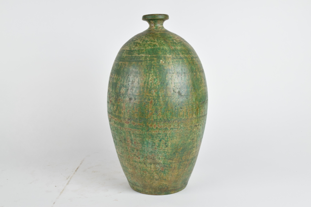 Mottled Green Tone Terracotta Vase
