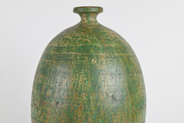 Mottled Green Tone Terracotta Vase