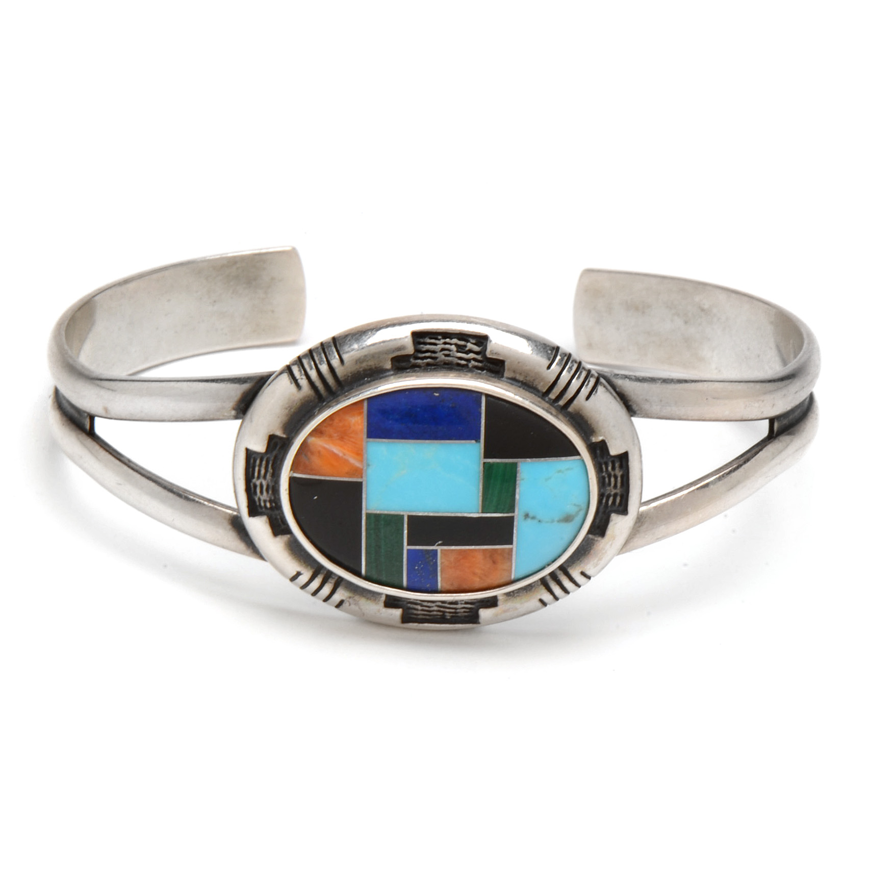 Carolyn Pollack Relios Sterling Silver Stone Inlay Cuff Bracelet