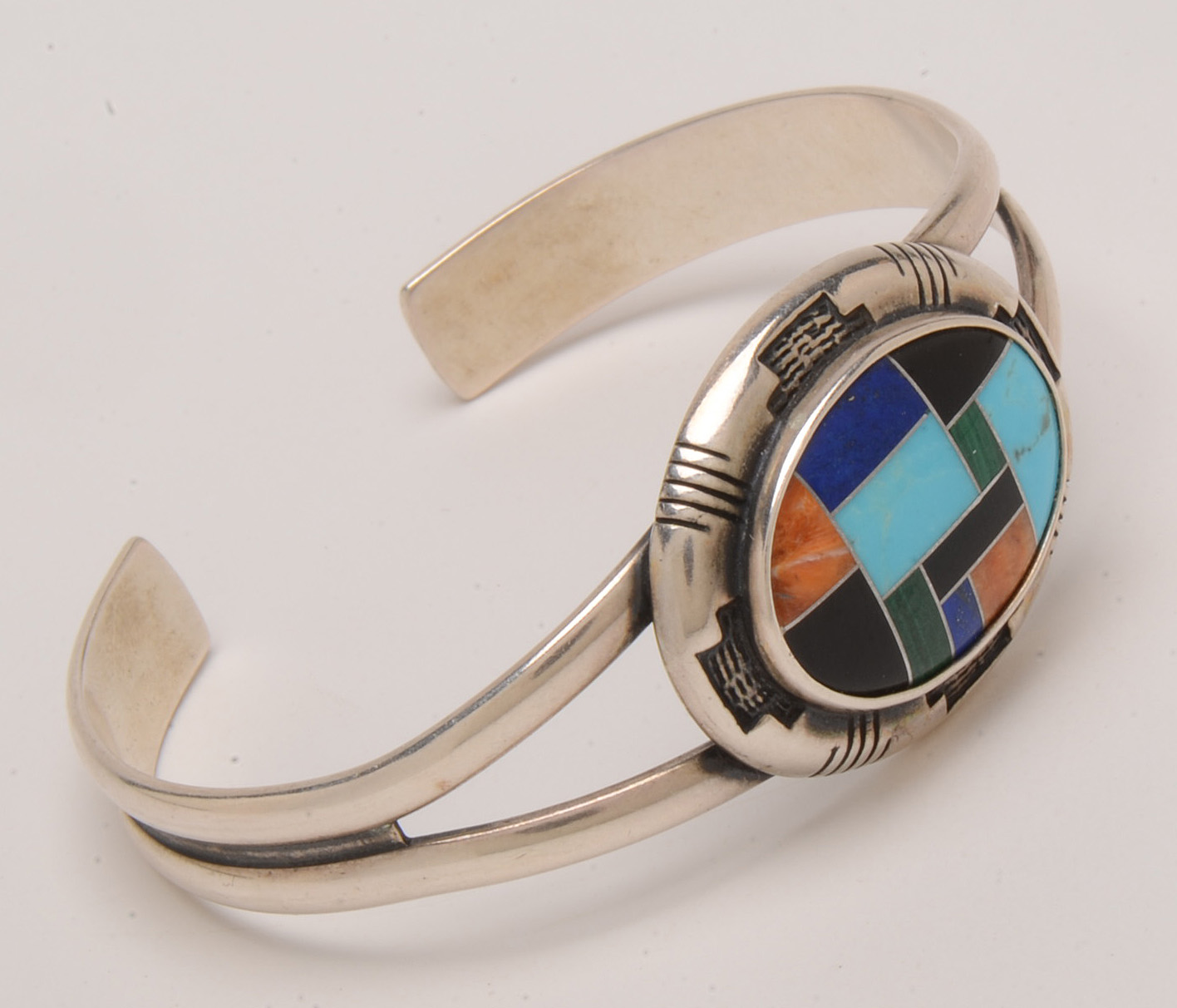 Carolyn Pollack Relios Sterling Silver Stone Inlay Cuff Bracelet