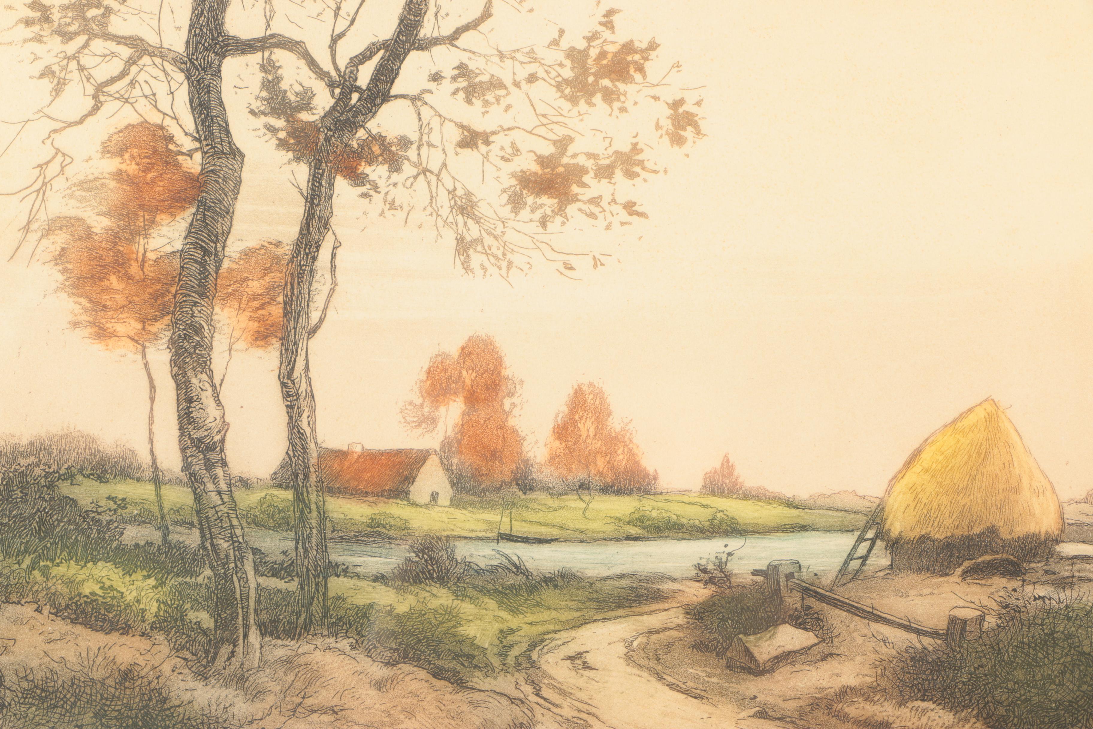 Dremond Aquatint Etching "The Boat On Road"