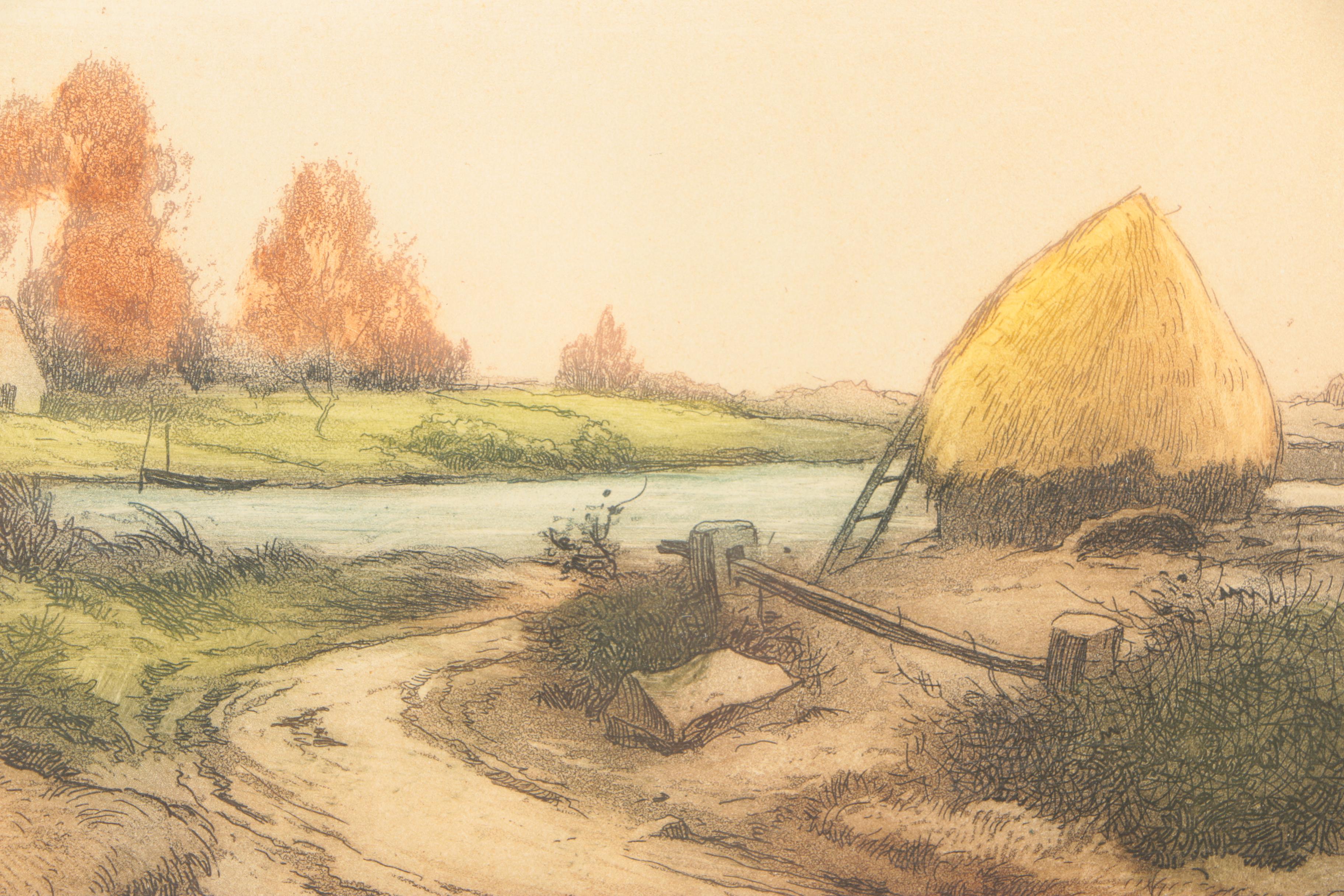 Dremond Aquatint Etching "The Boat On Road"