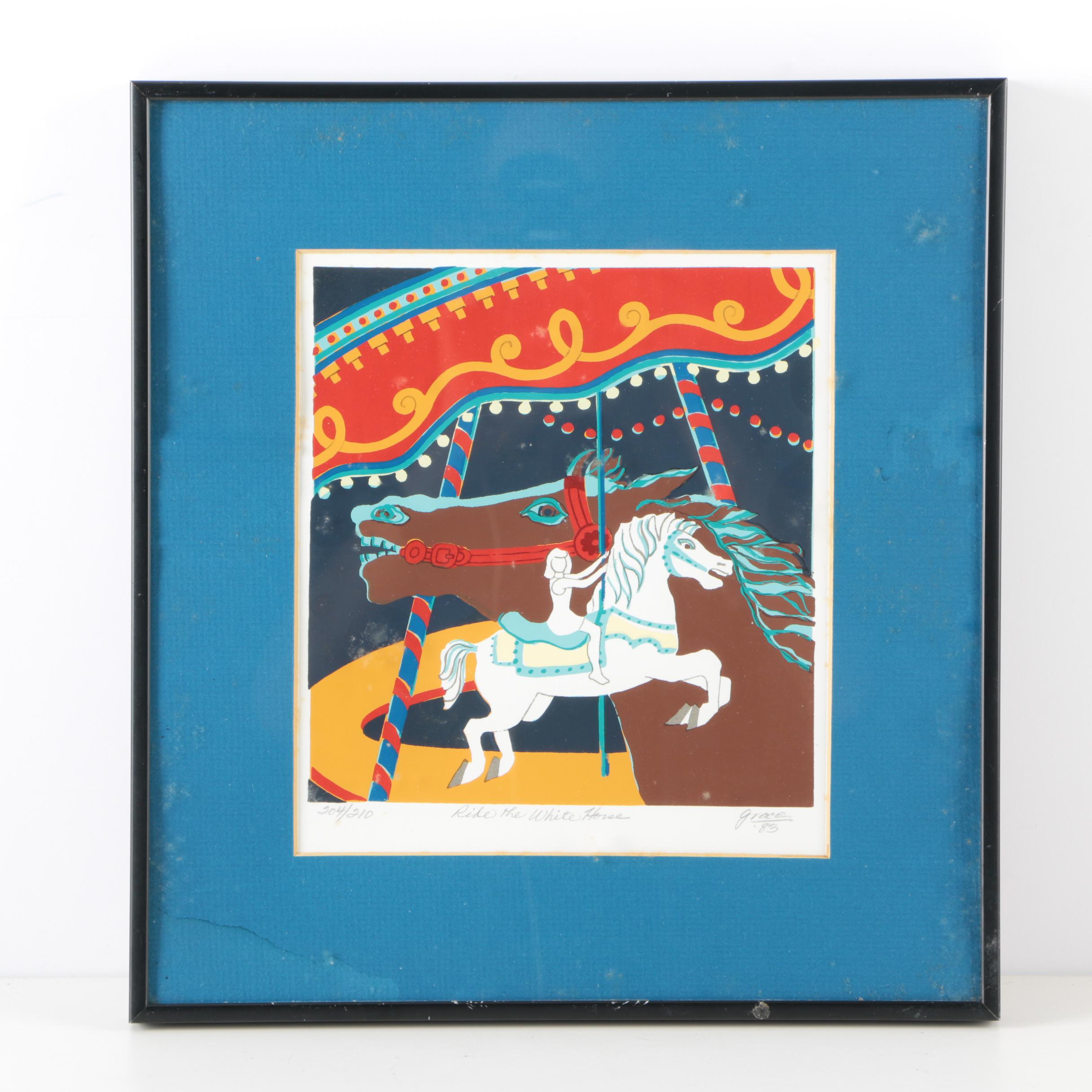 Signed Limited Edition Serigraph Print "Ride The White Horse"