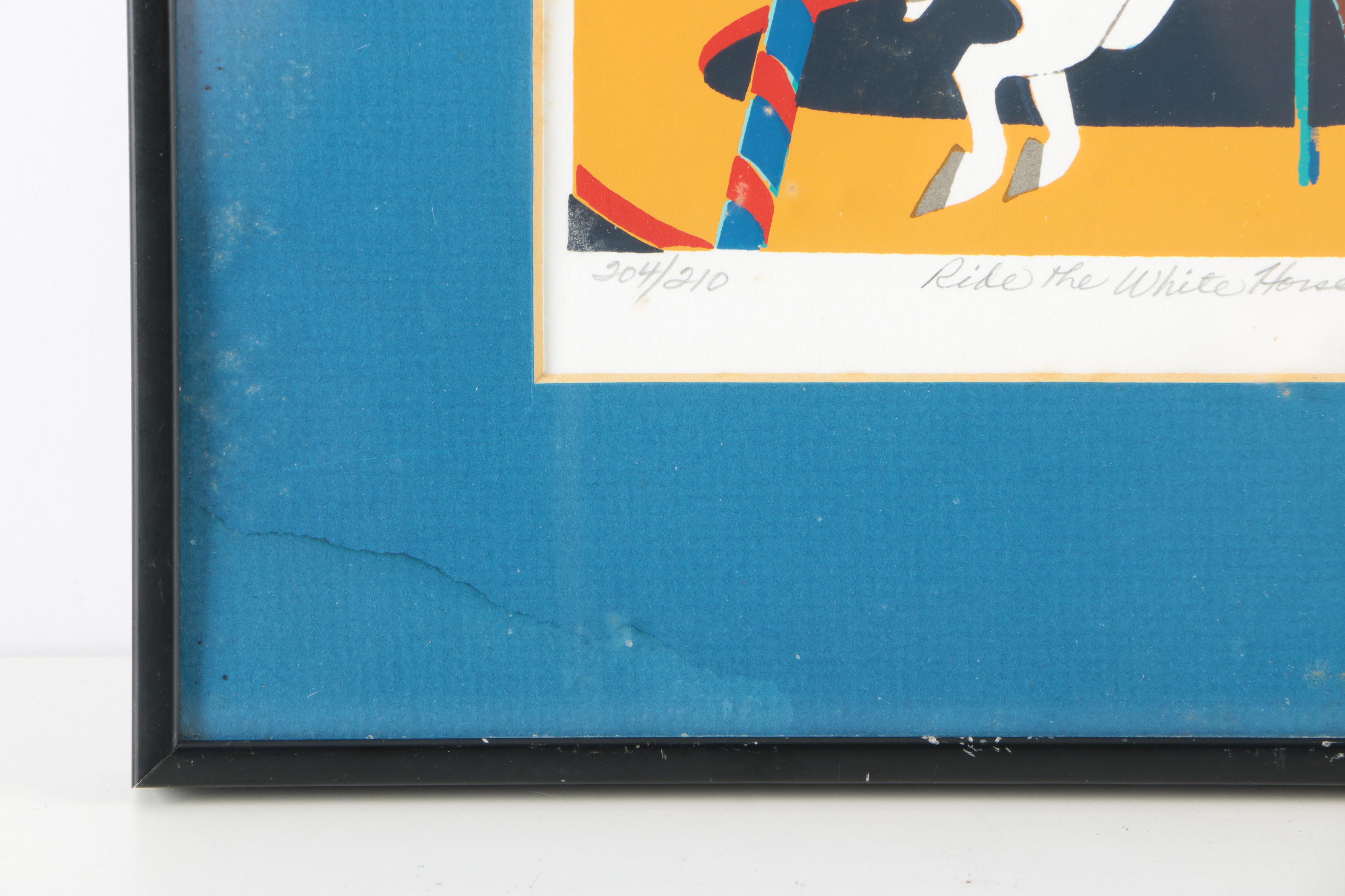 Signed Limited Edition Serigraph Print "Ride The White Horse"