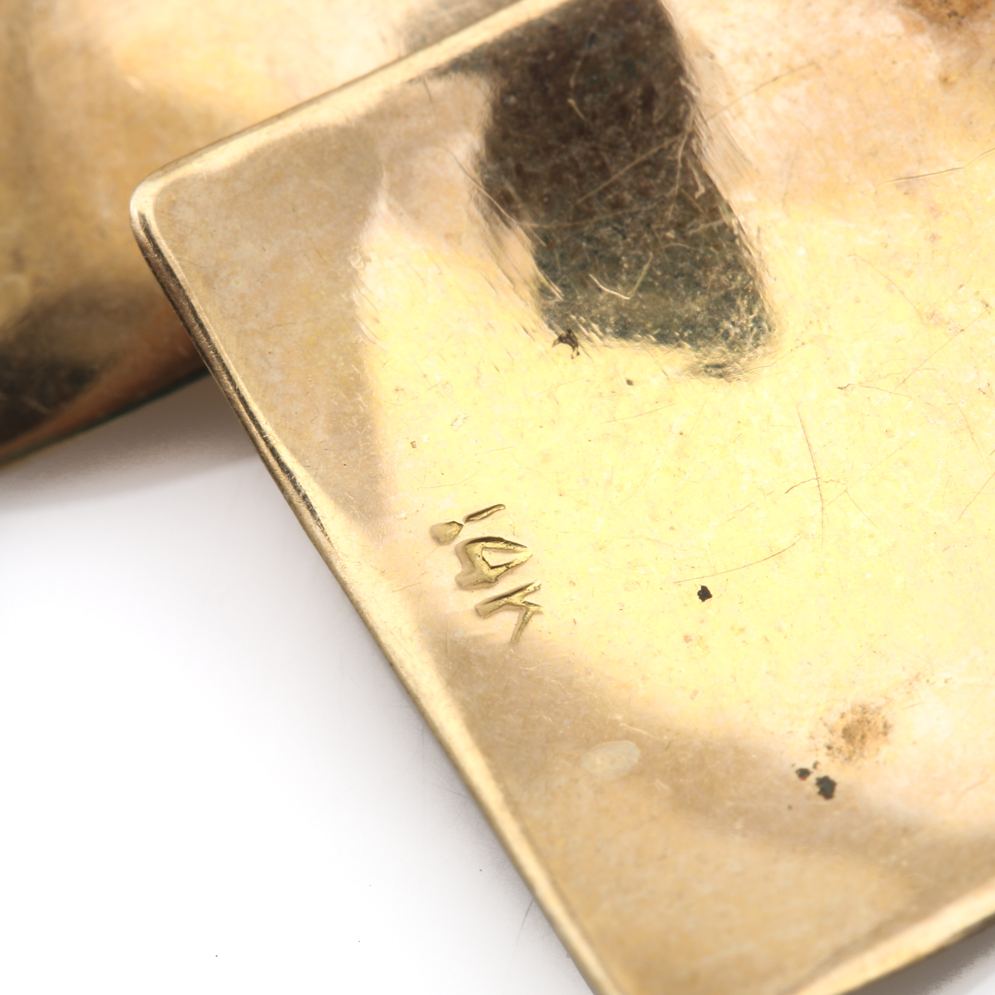 14K Yellow Gold Geometric Square Dangle Earrings