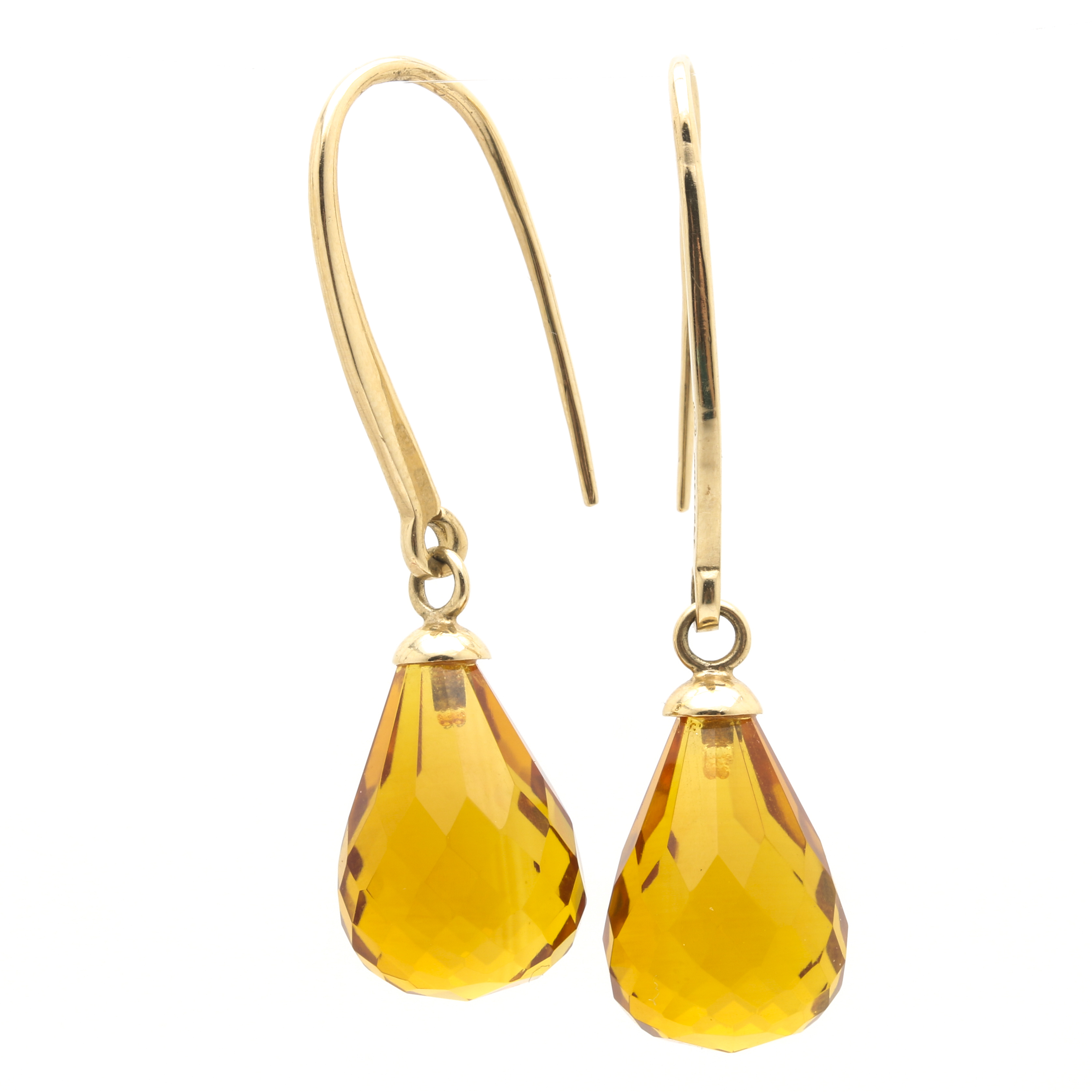 14K Yellow Gold Citrine Drop Earrings