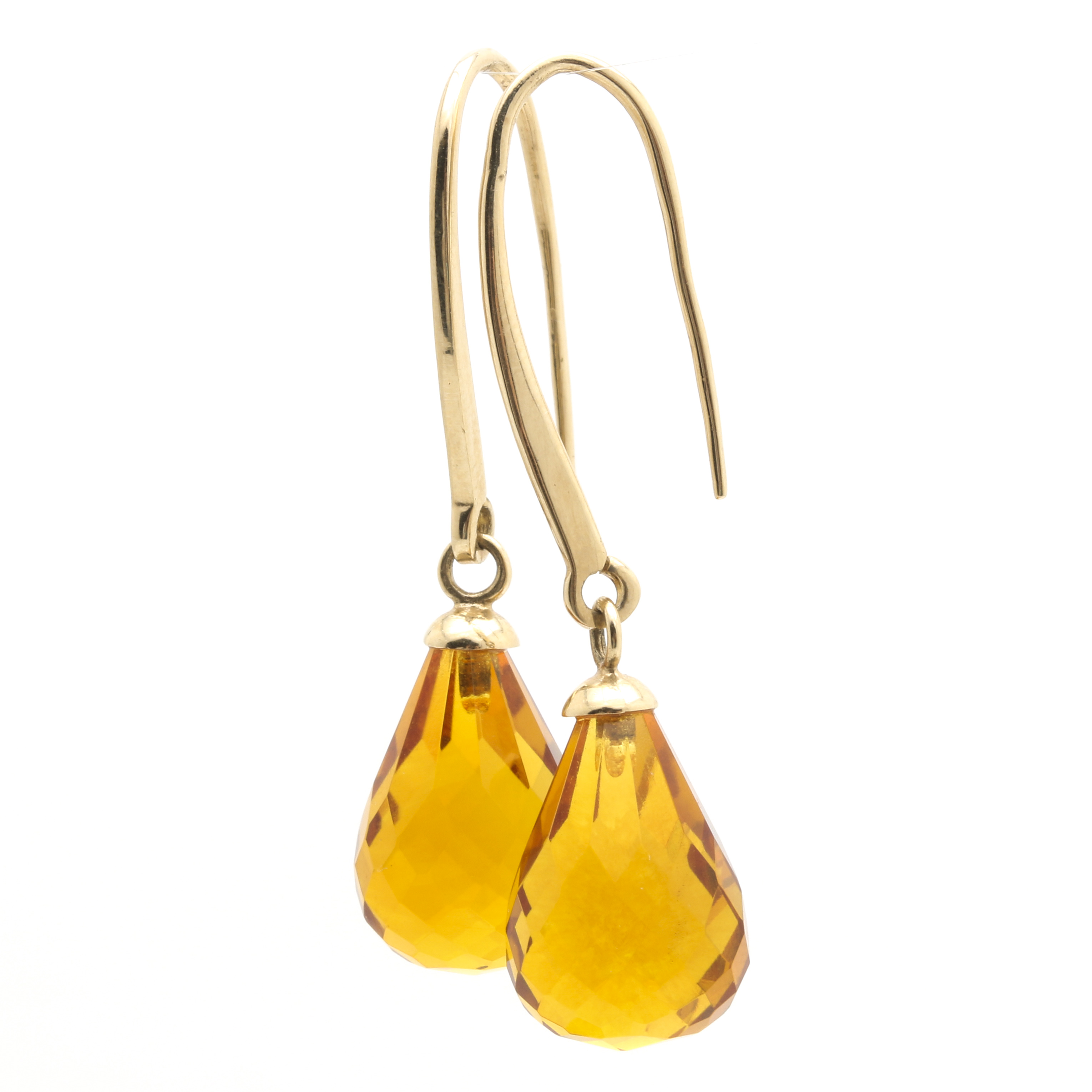 14K Yellow Gold Citrine Drop Earrings