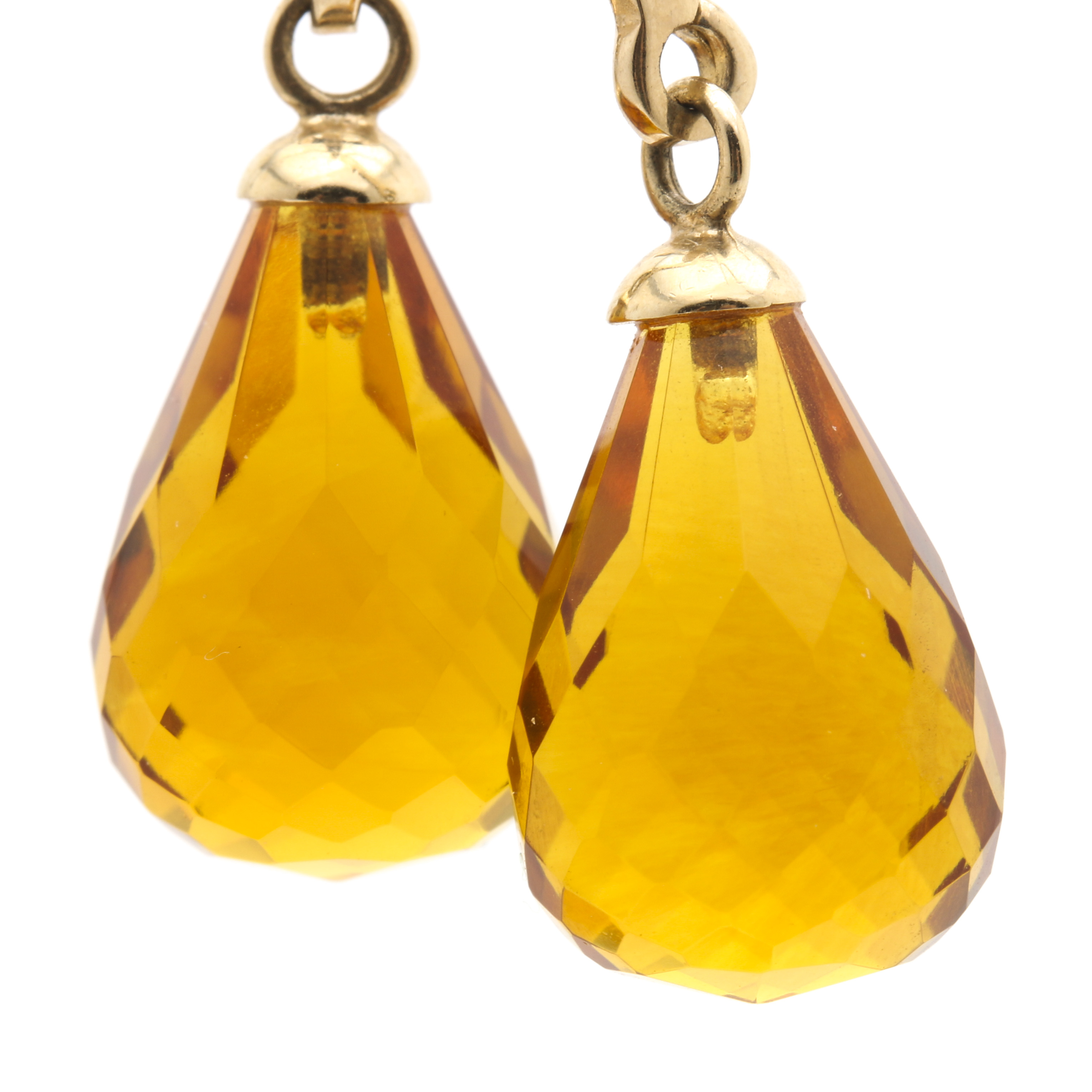 14K Yellow Gold Citrine Drop Earrings