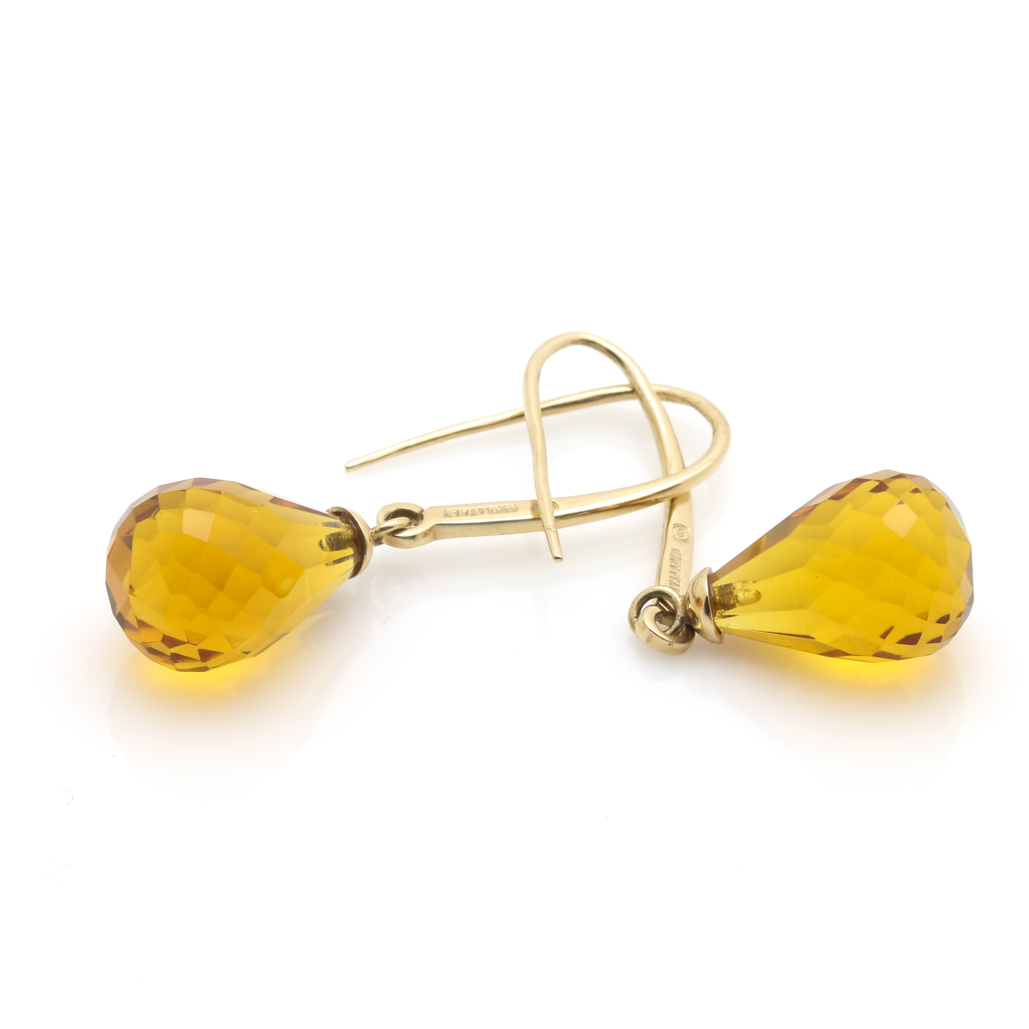 14K Yellow Gold Citrine Drop Earrings
