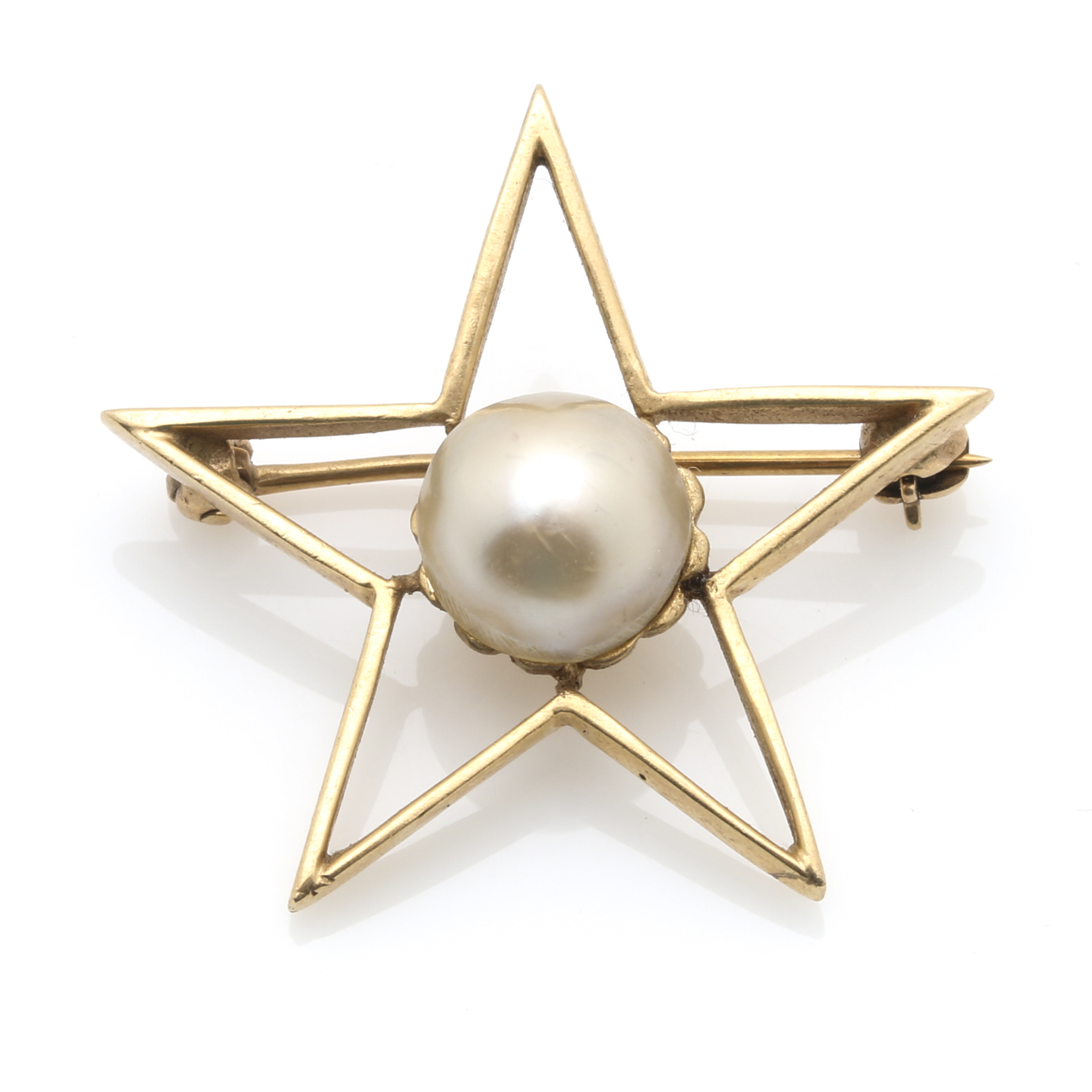14K Yellow Gold Cultured Pearl Brooches