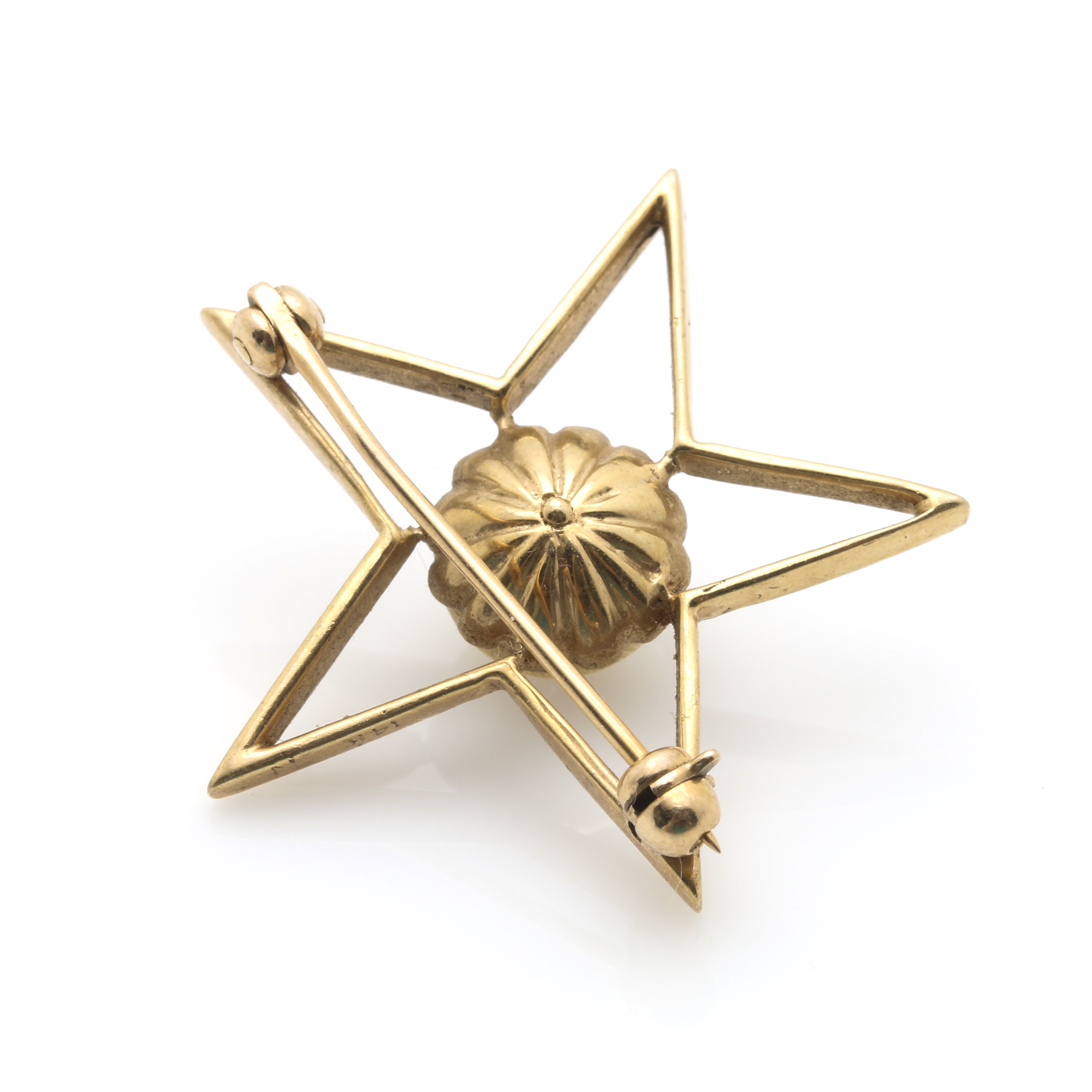 14K Yellow Gold Cultured Pearl Brooches