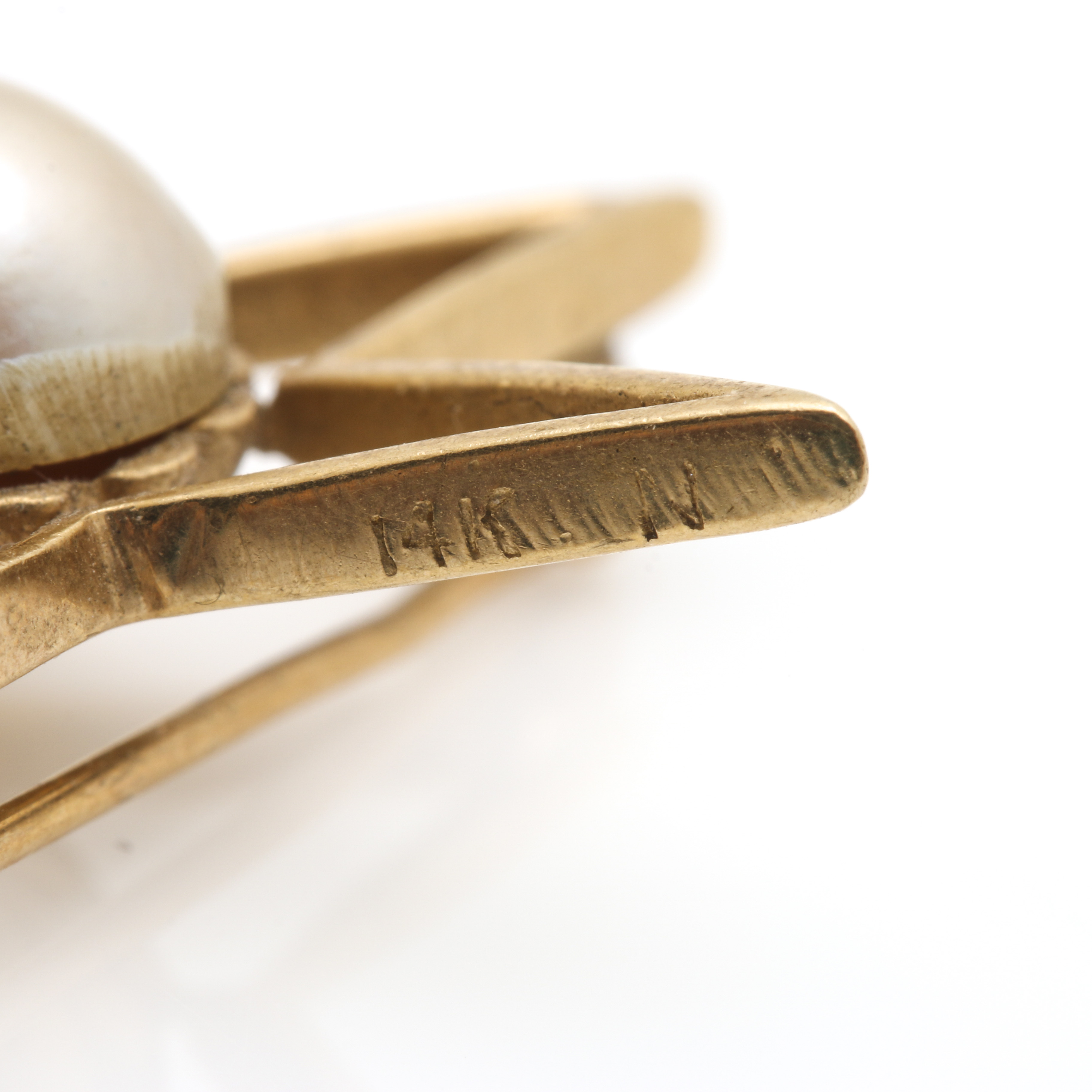 14K Yellow Gold Cultured Pearl Brooches