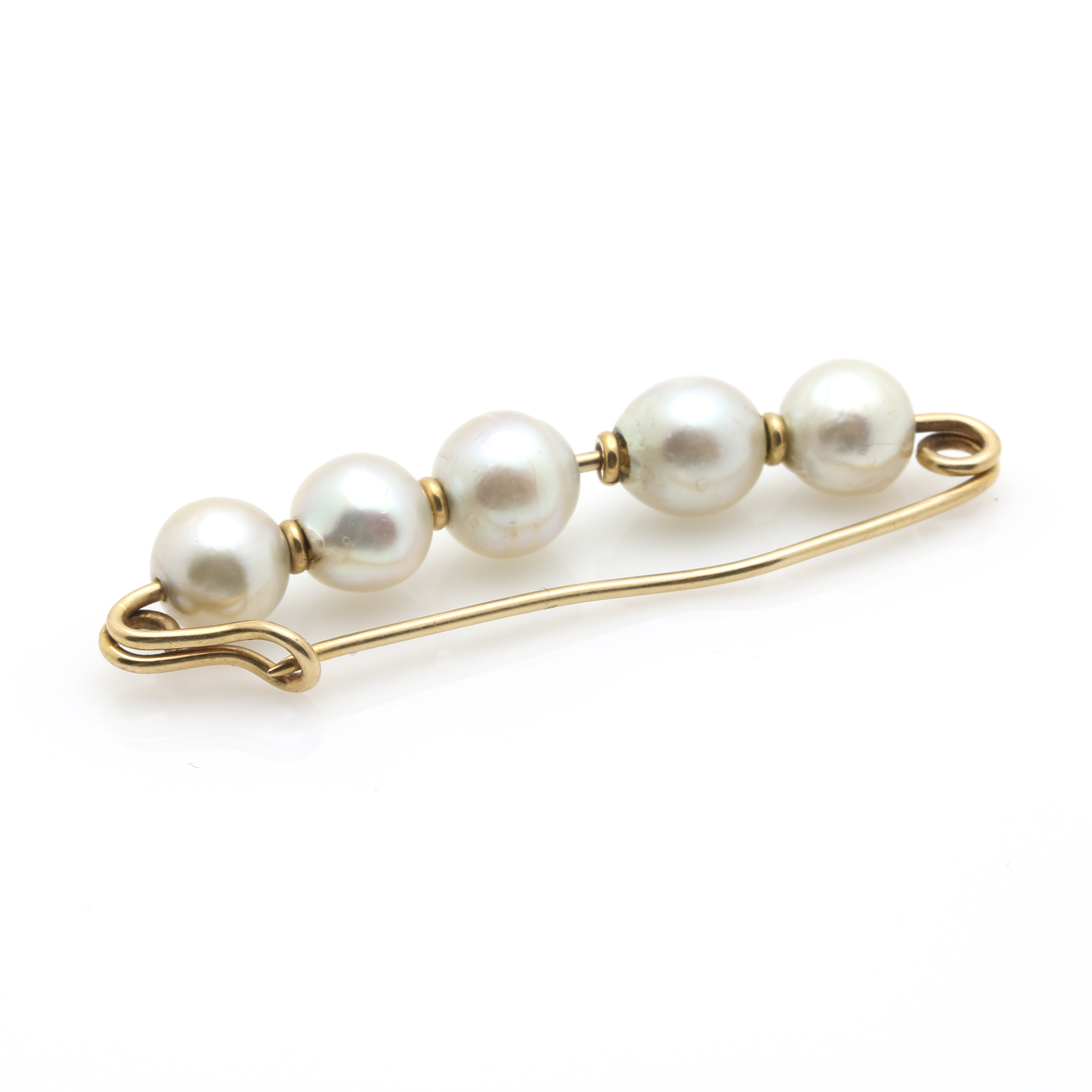 14K Yellow Gold Cultured Pearl Brooches