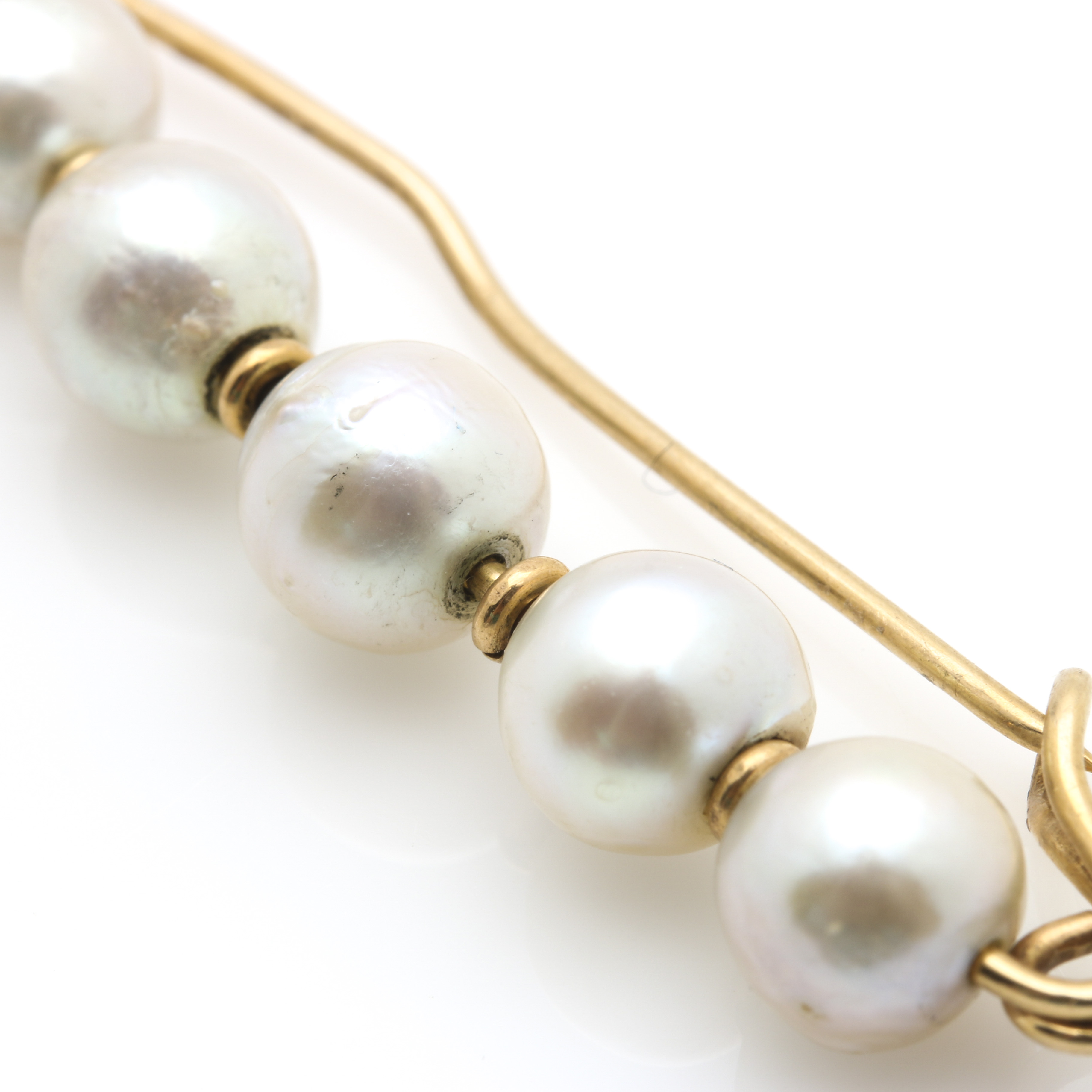 14K Yellow Gold Cultured Pearl Brooches