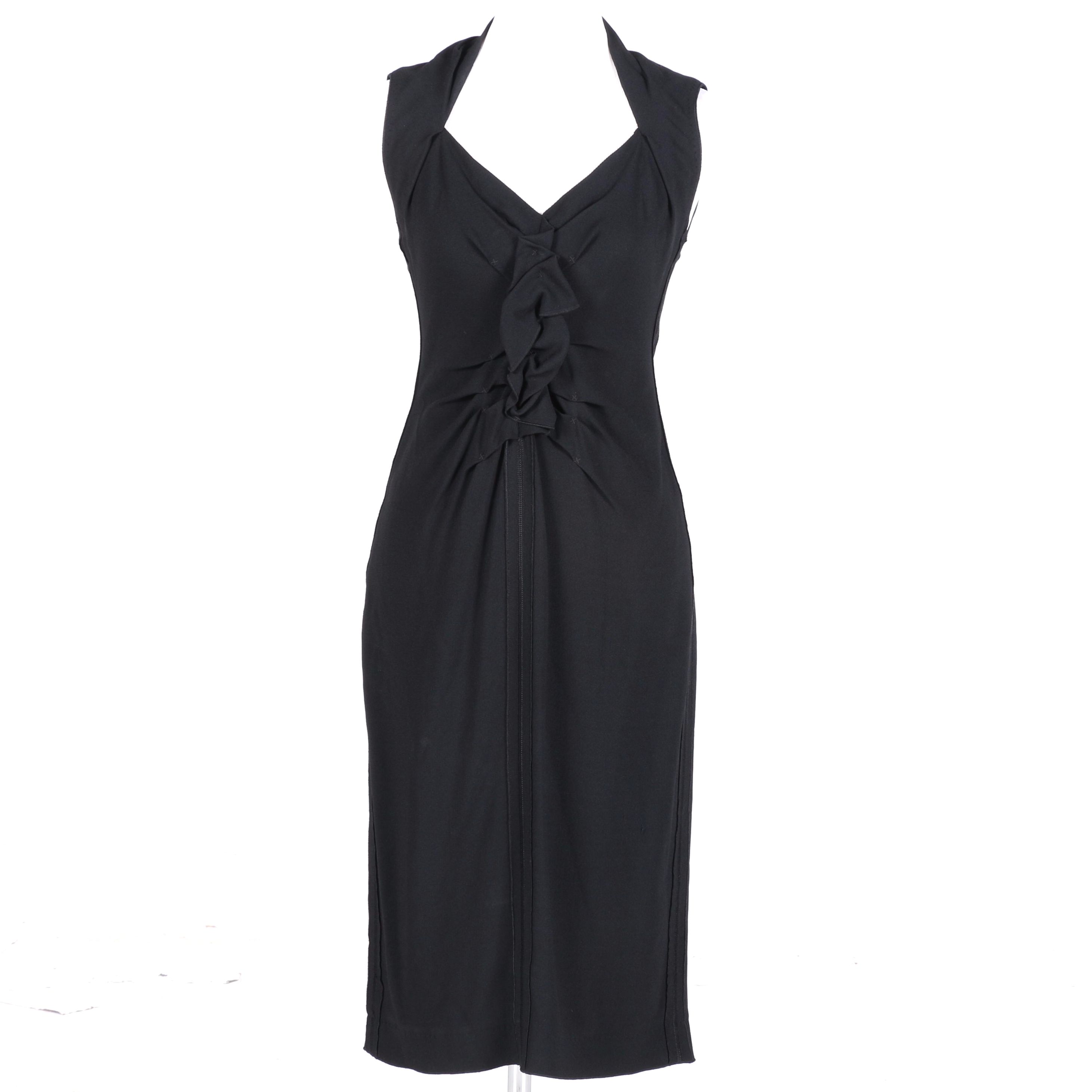 6267 Black Cocktail Dress With Ruched Detailing