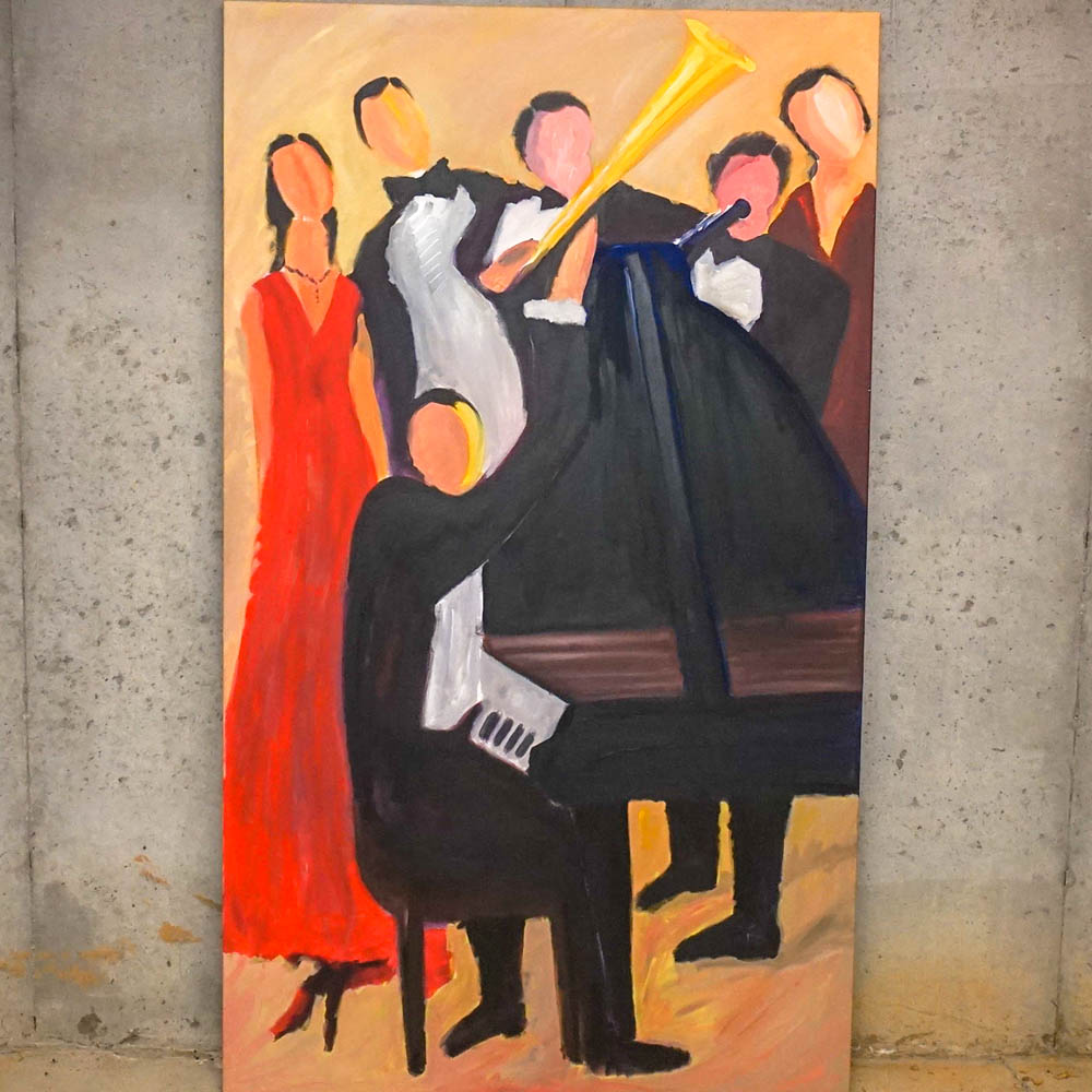 Acrylic Painting on Canvas of Performing Musicians