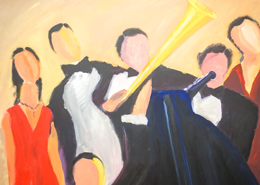 Acrylic Painting on Canvas of Performing Musicians