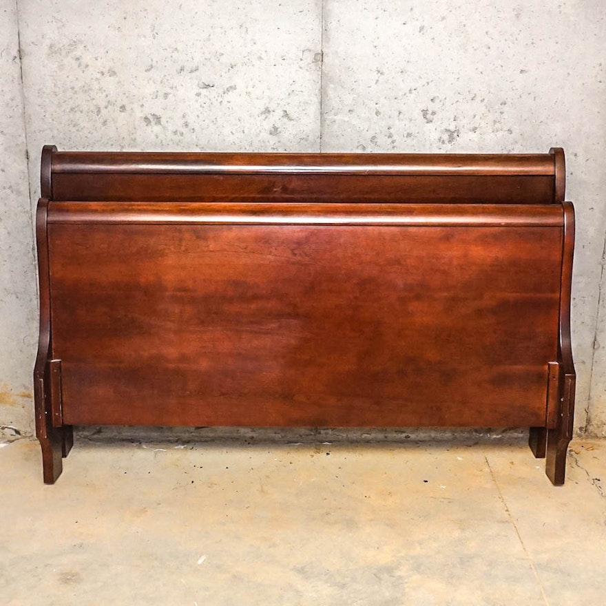 Cherry Stained Queen Size Sleigh Bed