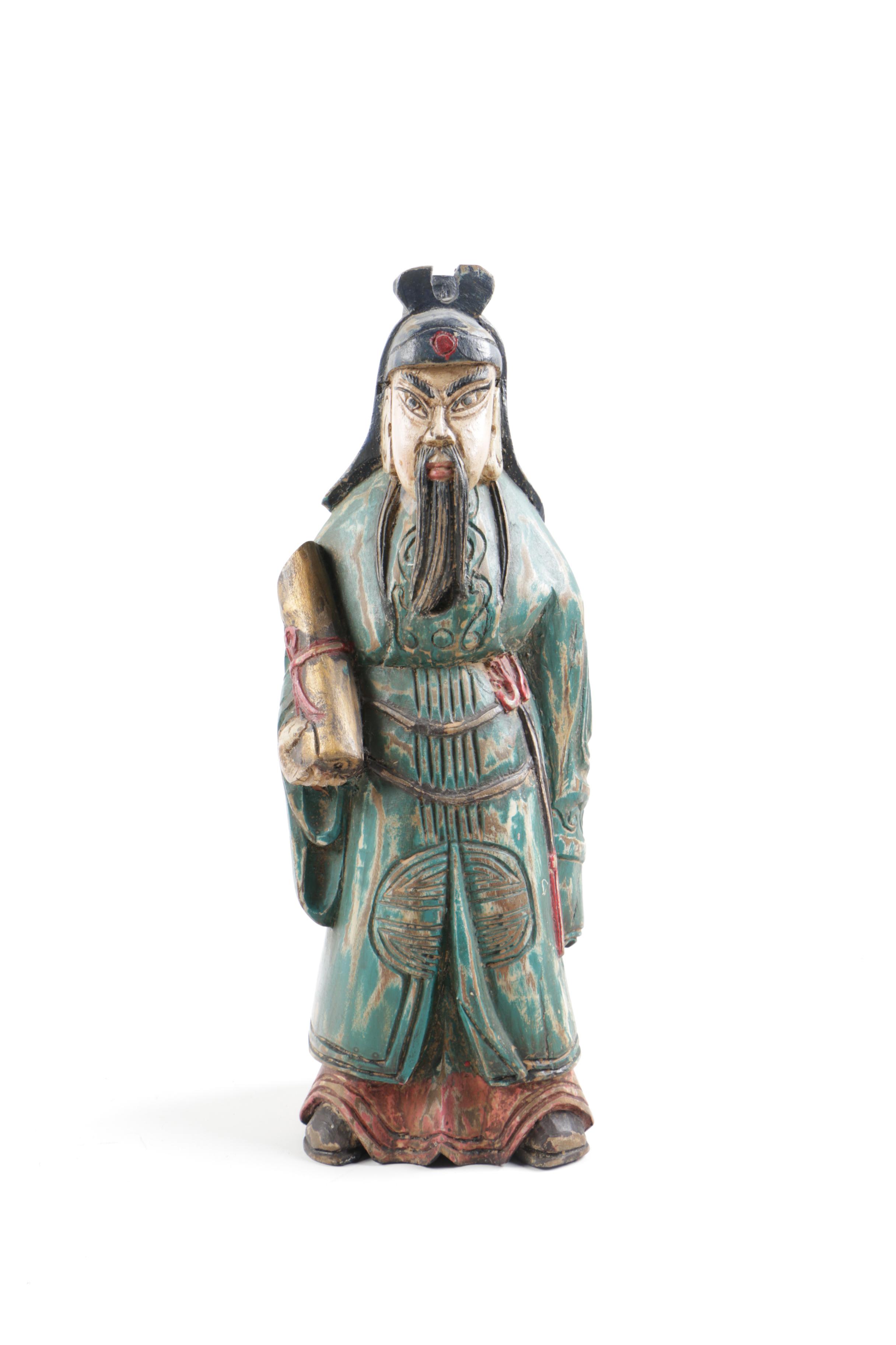 Chinese Polychromed Carved Wood Sanxing Deity Statues