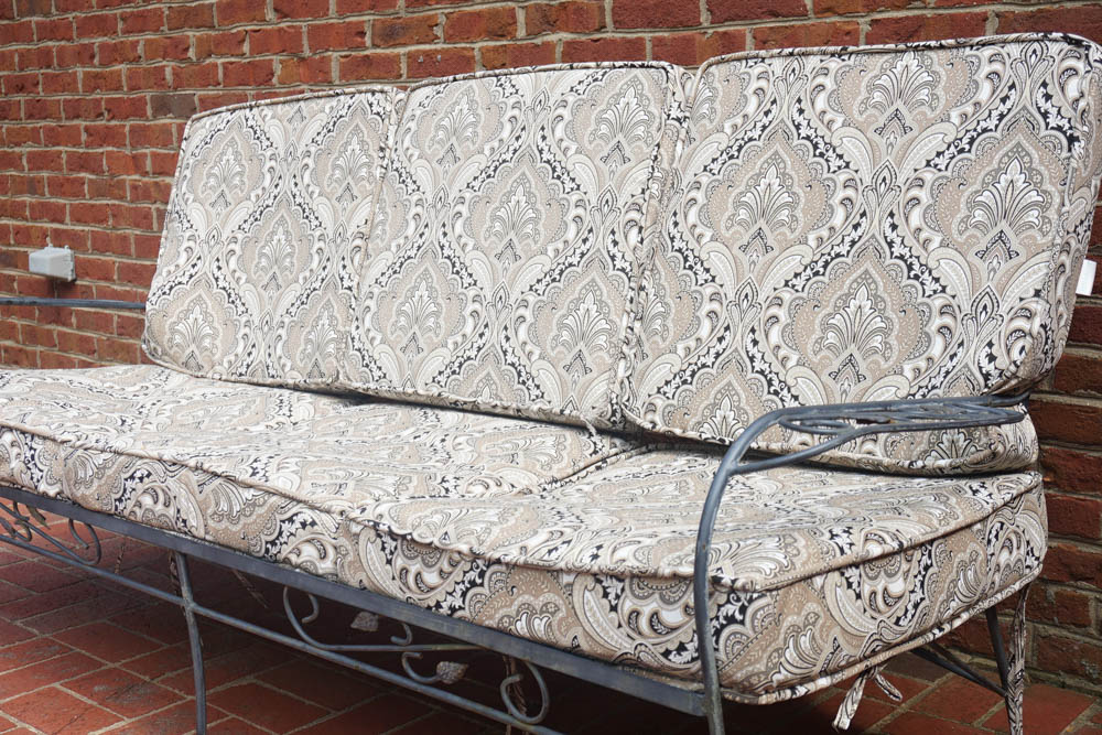 Wrought Iron Patio Sofa With Paisley Cushions