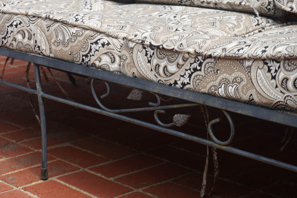 Wrought Iron Patio Sofa With Paisley Cushions