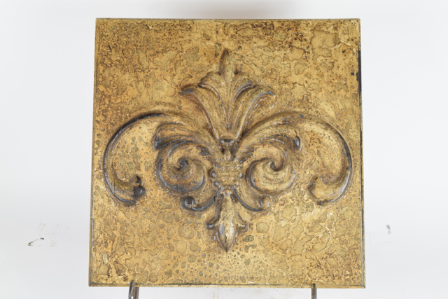 Terracotta Plaque on Metalwork Stand