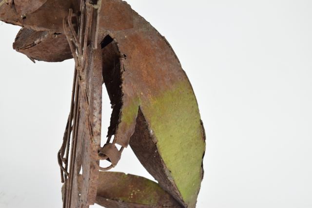 Folk Art Frog Upright Bass Player Metal Sculpture