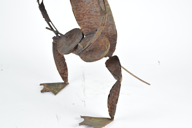 Folk Art Frog Drummer Metal Sculpture