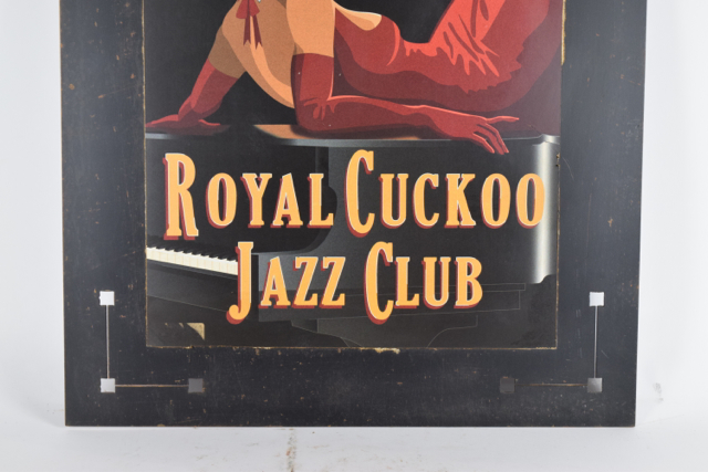 Roaring Twenties Style Offset Lithograph on Rustic Metal Backing