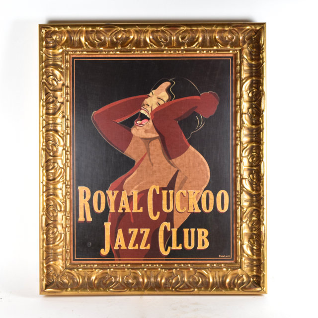 Antiqued Offset Lithograph After Poto Leifi in Gilt Wood and Gesso Frame