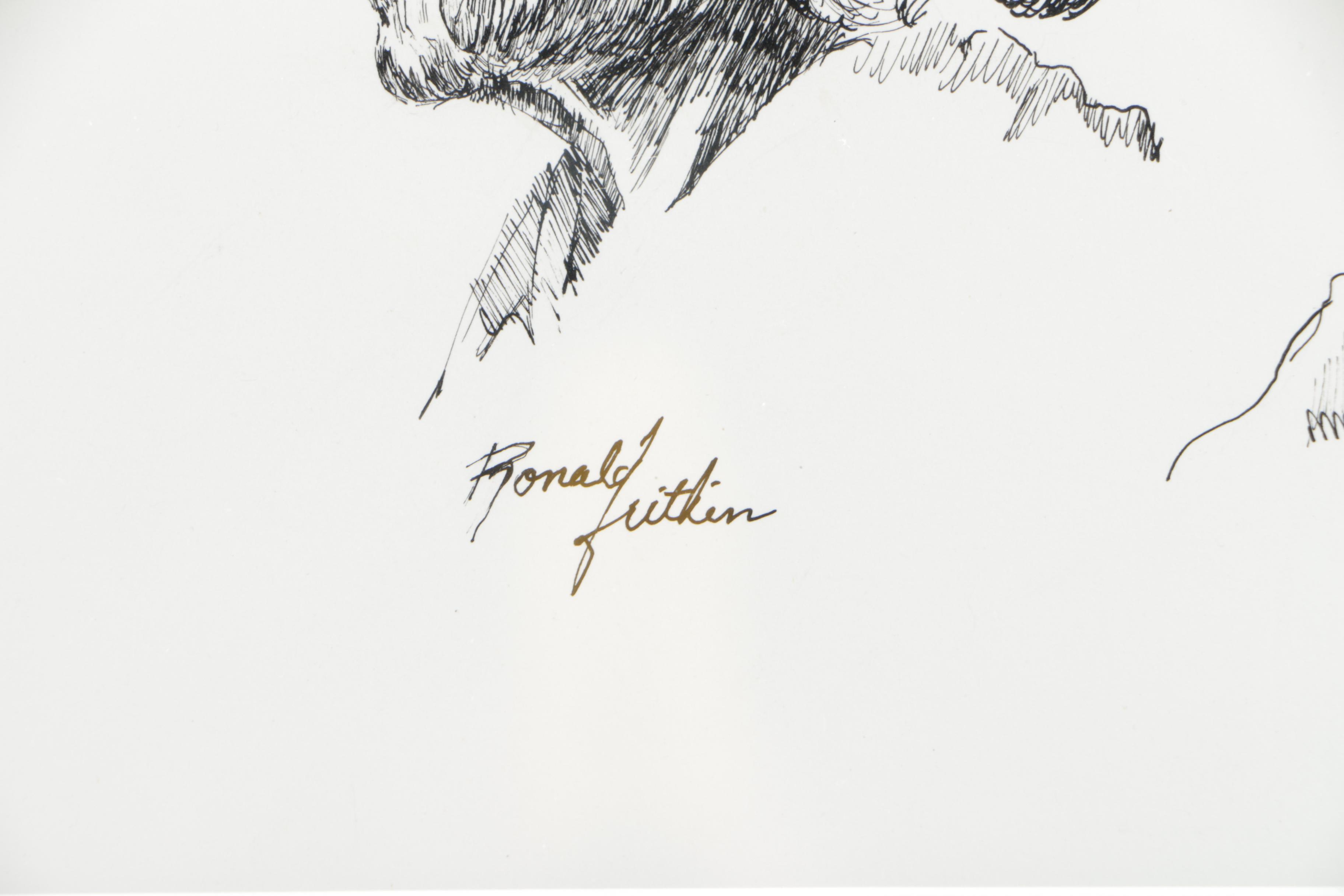 Ronald Fritkin Ink Drawing of Character Studies