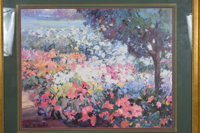 Offset Lithograph after Kent R. Wallis of Garden Landscape