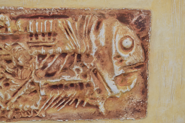 Gesso and Oil on Board Fossil Painting