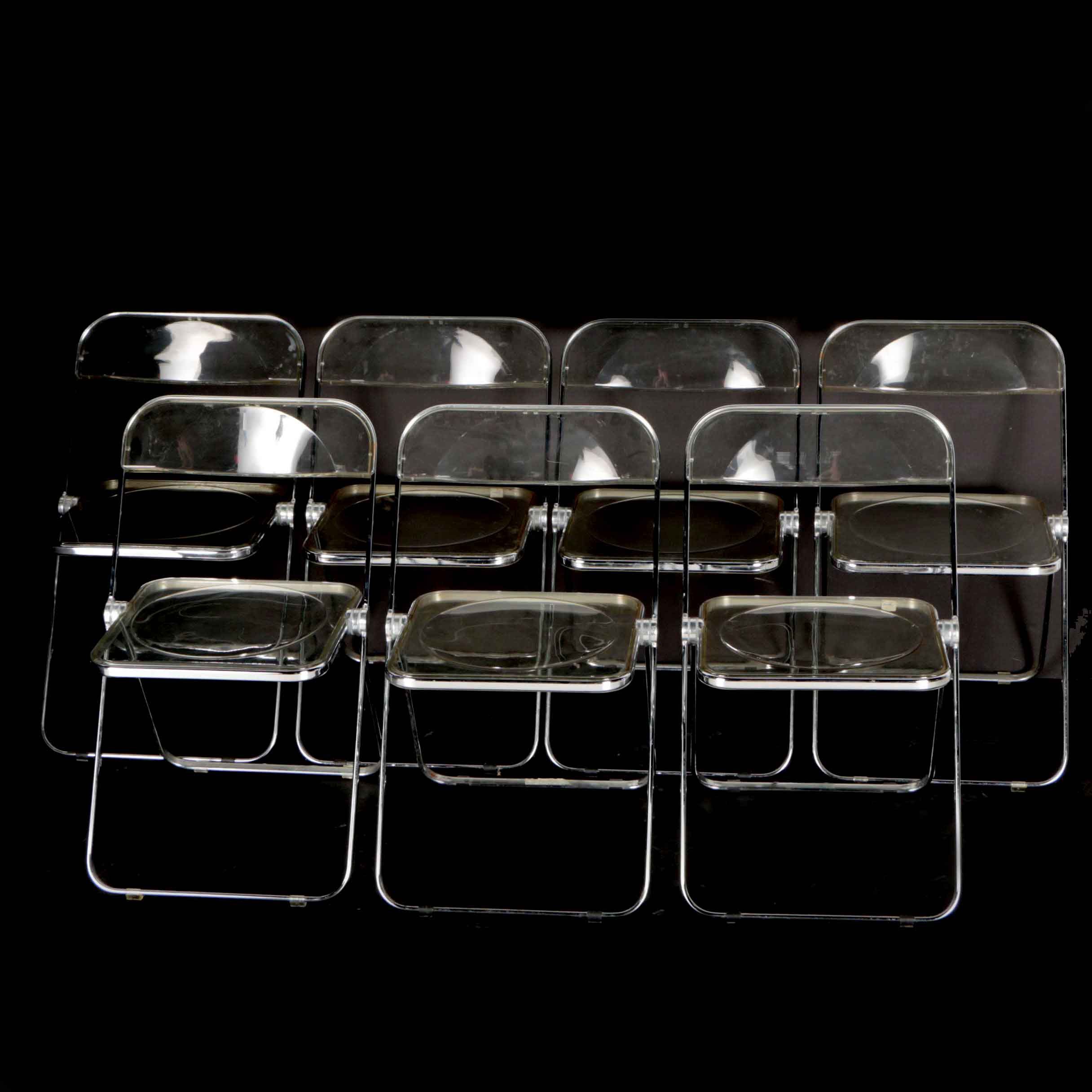 Set of "Plia" Clear Plastic Folding Chairs by Castelli