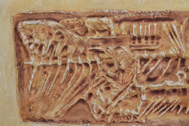 Gesso and Oil on Board Fossil Painting