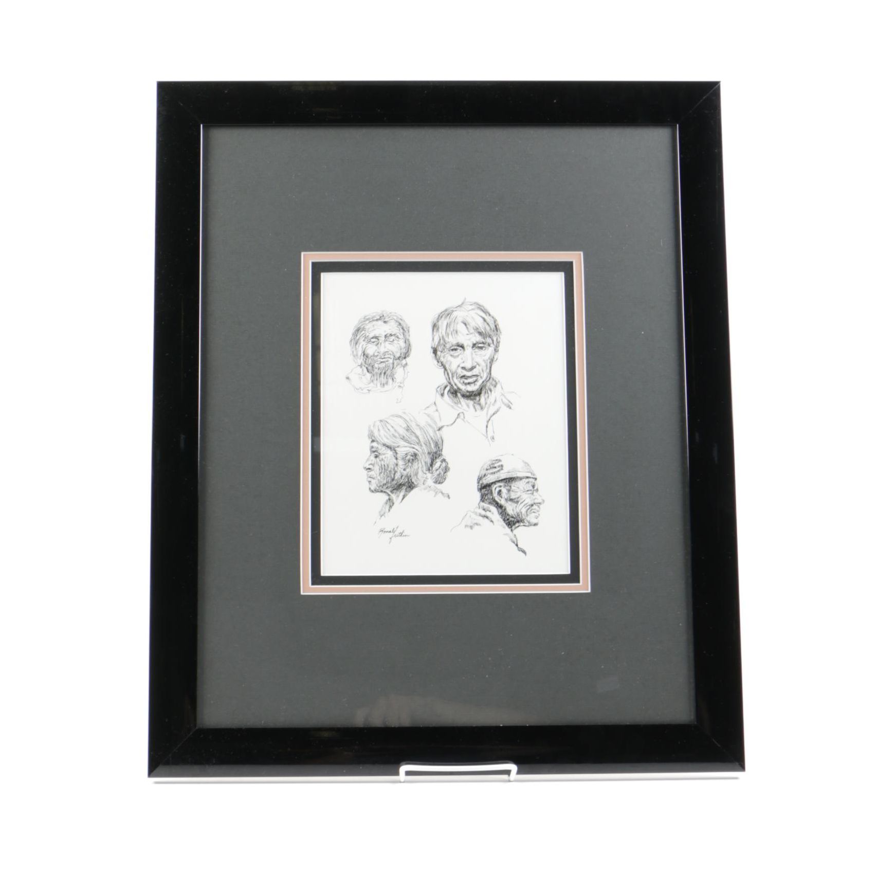 Ronald Fritkin Ink Drawing of Character Studies