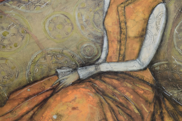 Embellished Offset Lithograph after Ludmila Curilova of Female Figure