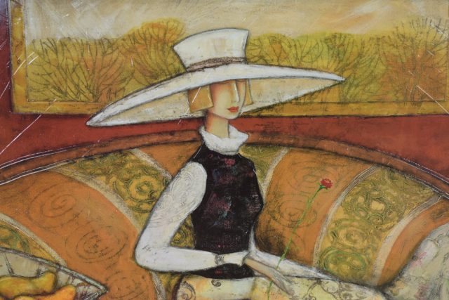 Embellished Offset Lithograph after Ludmila Curilova of Female Figure