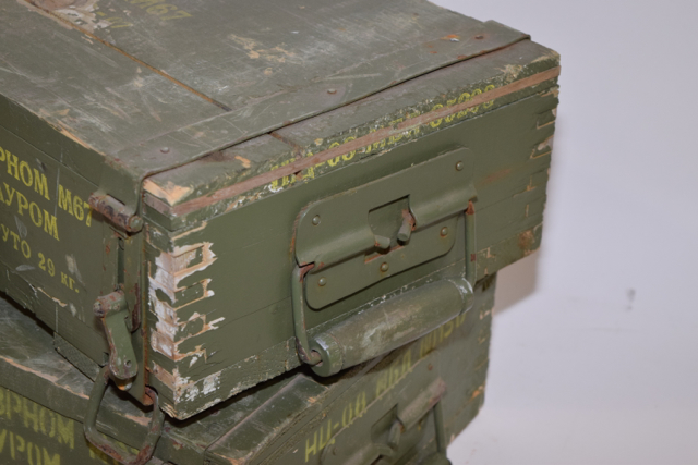Vintage Russian Wooden Ammunition Boxes