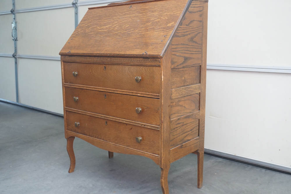 Vintage Oak Drop Front Secretary