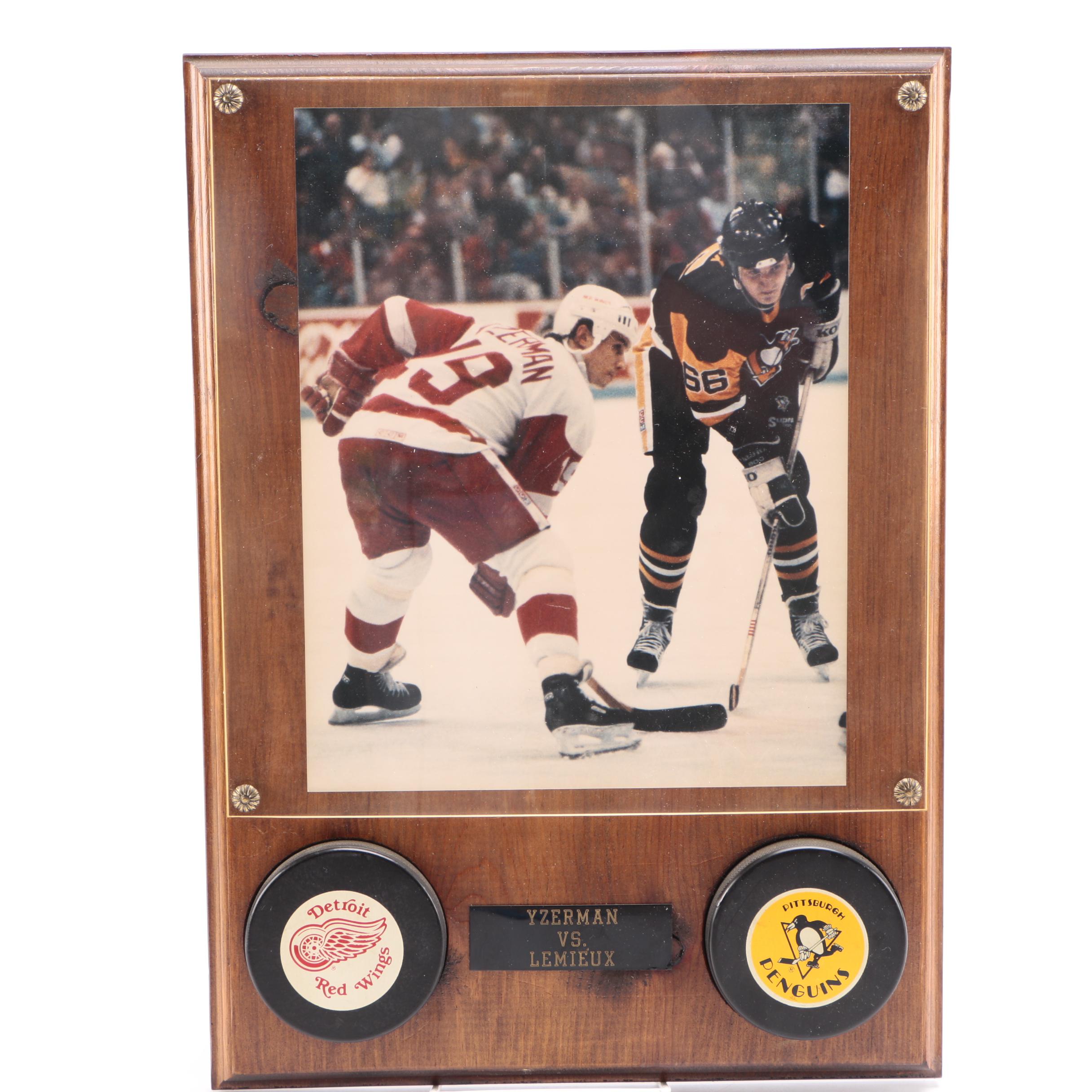 Steve Yzerman and Mario Lemieux Plaque With Photograph