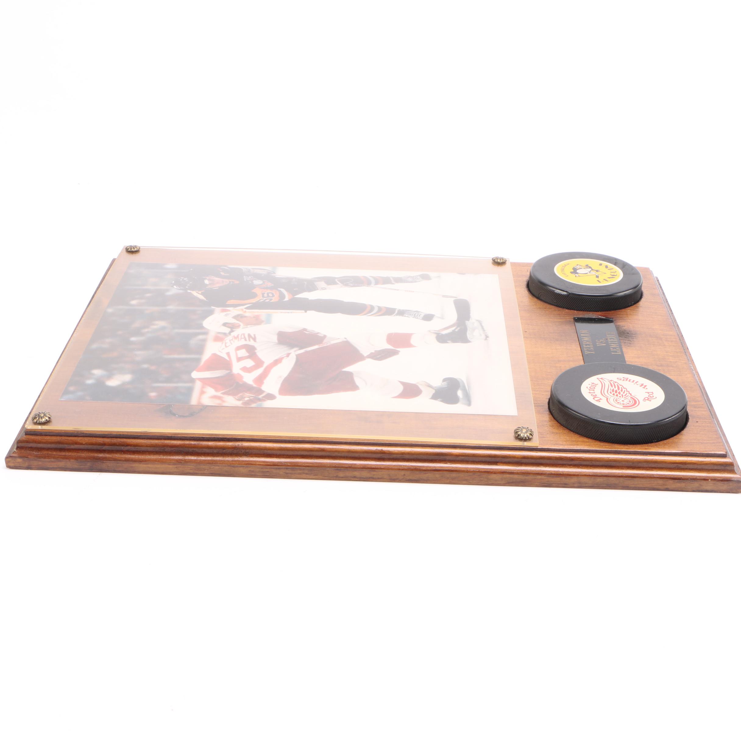 Steve Yzerman and Mario Lemieux Plaque With Photograph