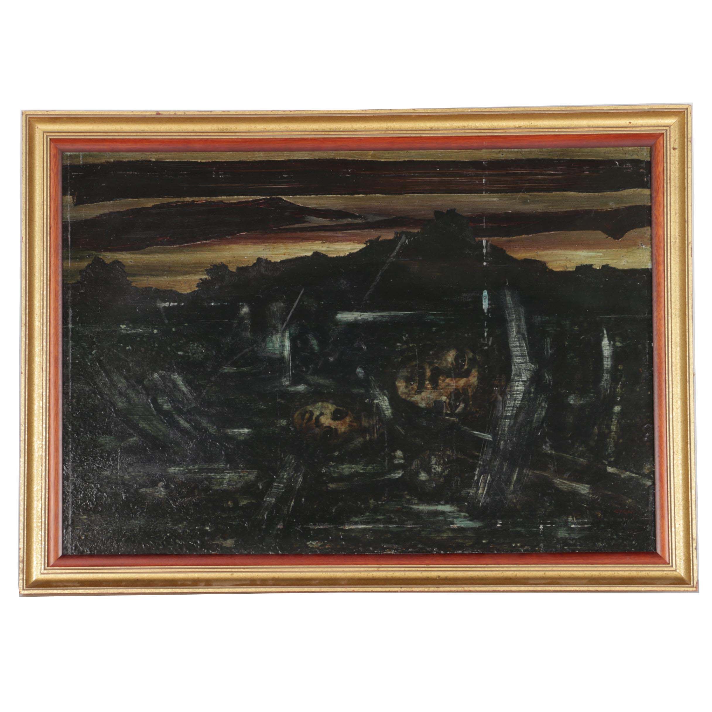 Francis Gyra Oil Painting on Board of Abstract Landscape