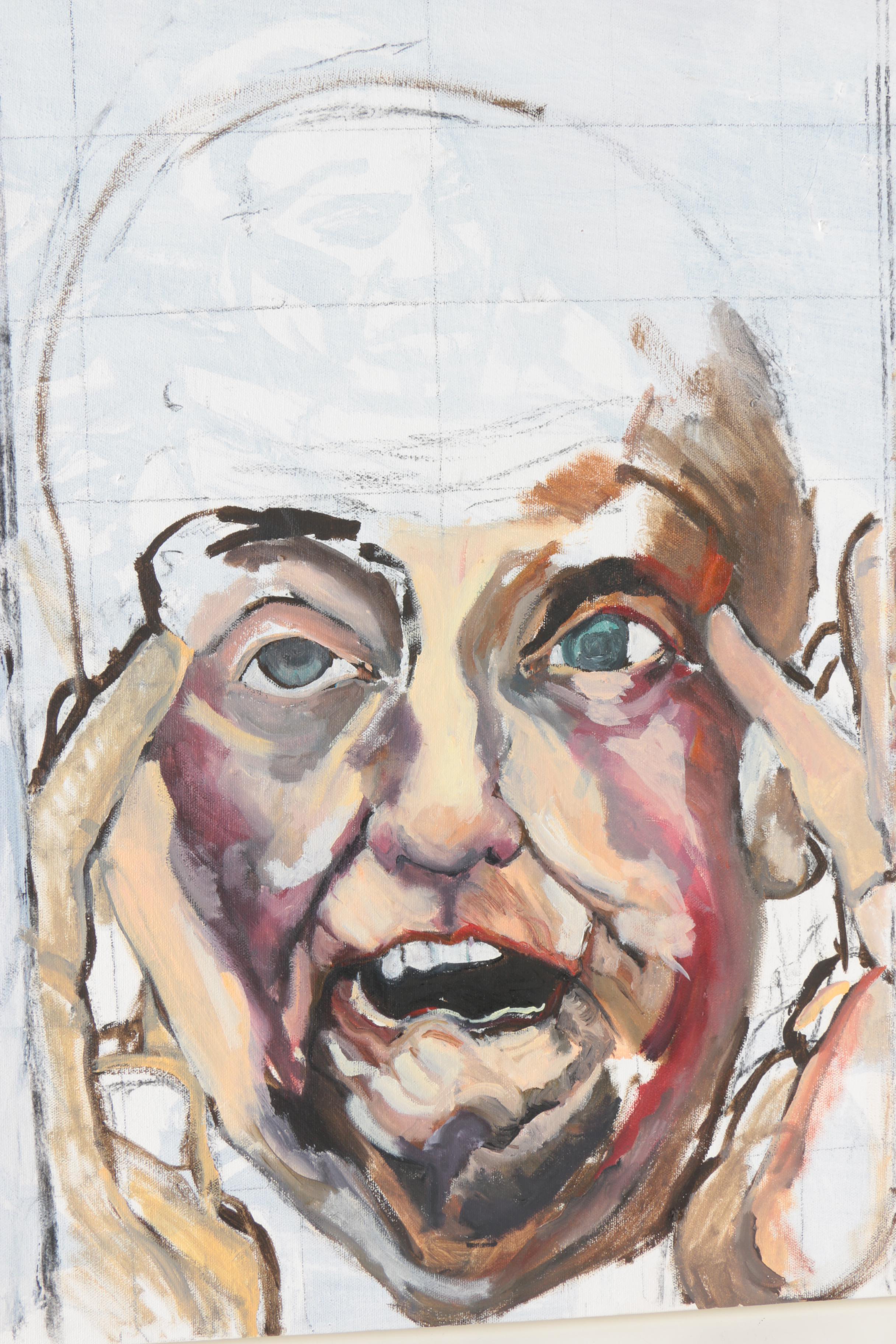 Ronald Fritkin Oil Painting on Canvas of Three Faces