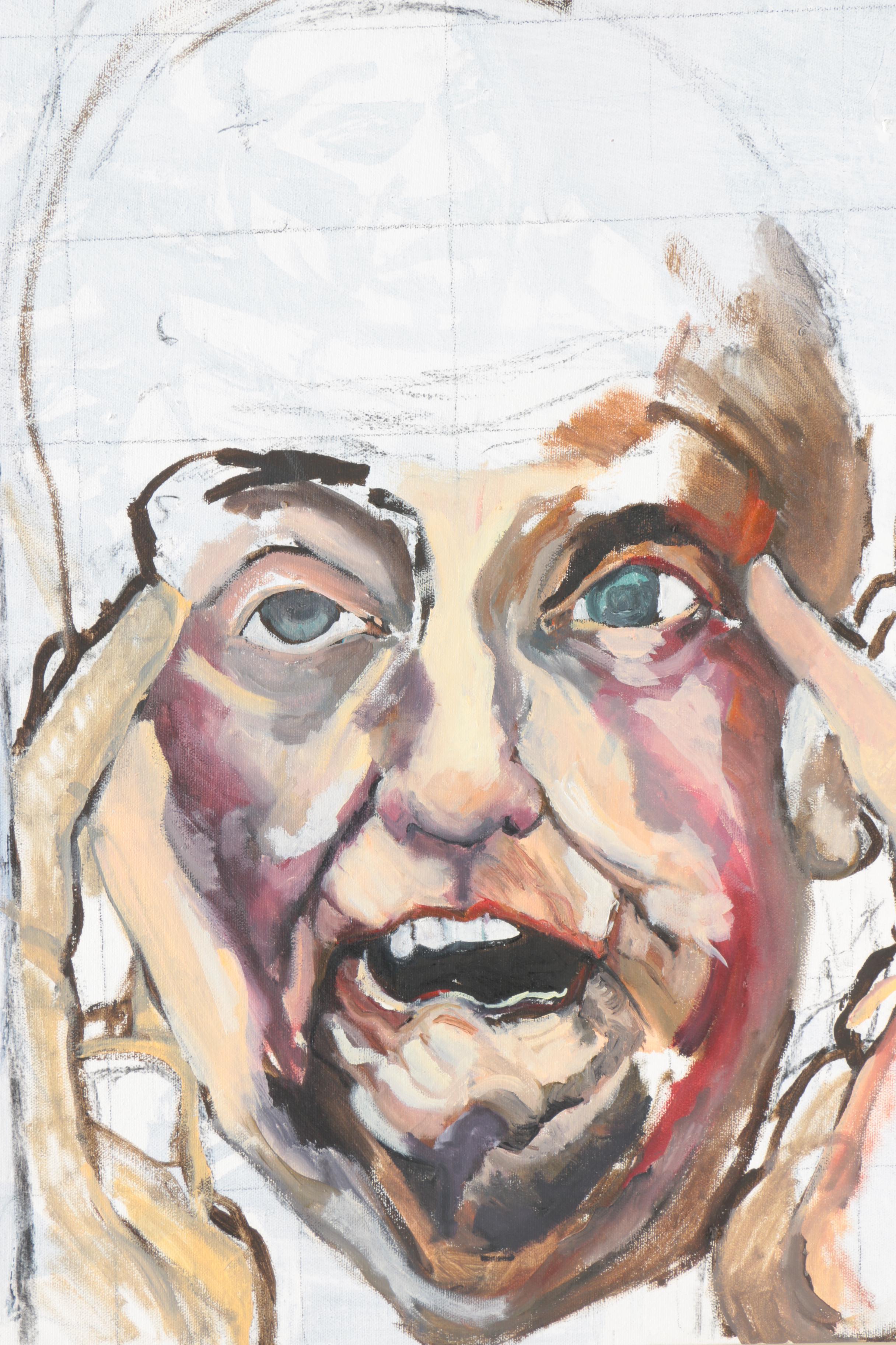 Ronald Fritkin Oil Painting on Canvas of Three Faces