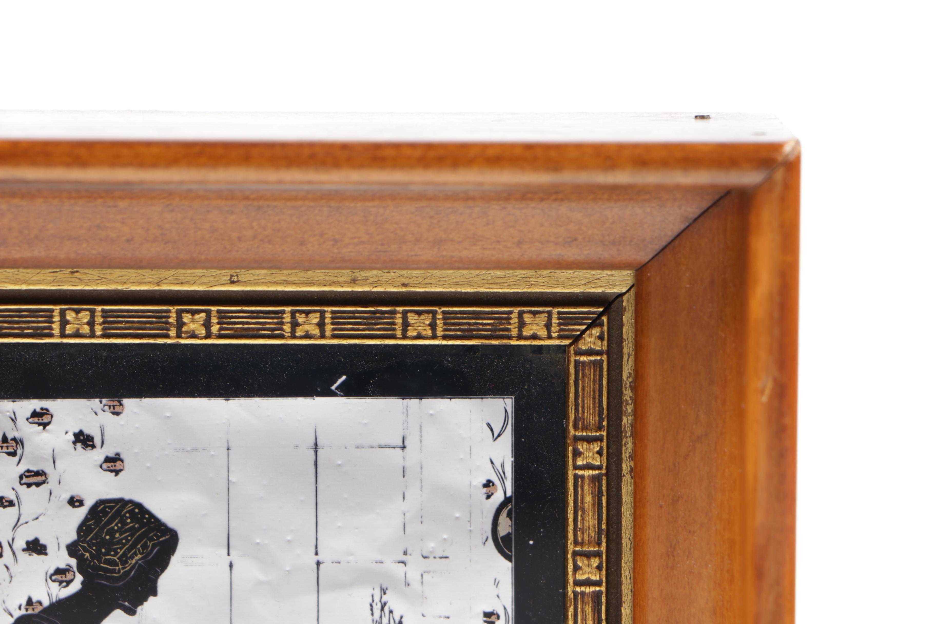 Reverse Painted Silhouette over Silver Foil